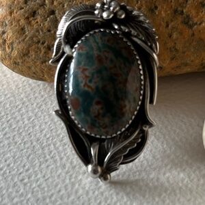 Vintage Les Baker Large Rare Damele Turquoise Ring